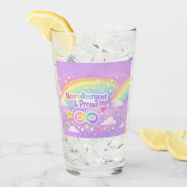 Neurodivergent Pride Pastel Rainbow Tumbler (Vorderseite Ice)