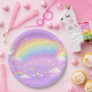 Neurodivergente Pastell-Regenbogen-Party Pappteller