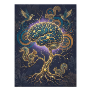 Neurodivergenter Gehirnbaum Poster – Naturkunst