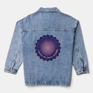 Neurodivergentes Chaos-Zitat Neon-Mandala-Kunst Jeansjacke