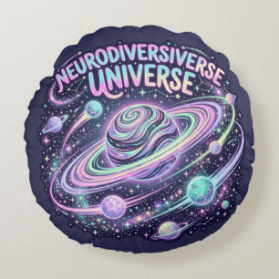 Neurodiverse Universum ADHD Autismus Wohndekoratio Rundes Kissen