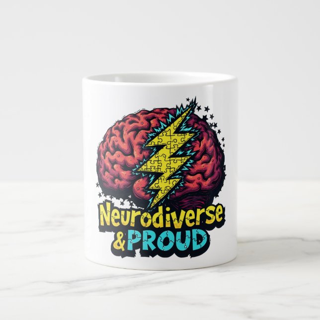 Neurodiverser & Proud Jumbo-Tasse (Vorderseite)