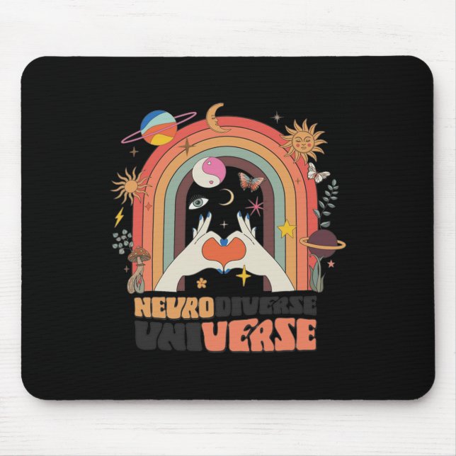 Neurodiverser Universe Celestial Retro Autismus Aw Mousepad (Vorne)