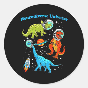 Neurodiverser Universum Dinosaurier Weltraum Adhd Runder Aufkleber