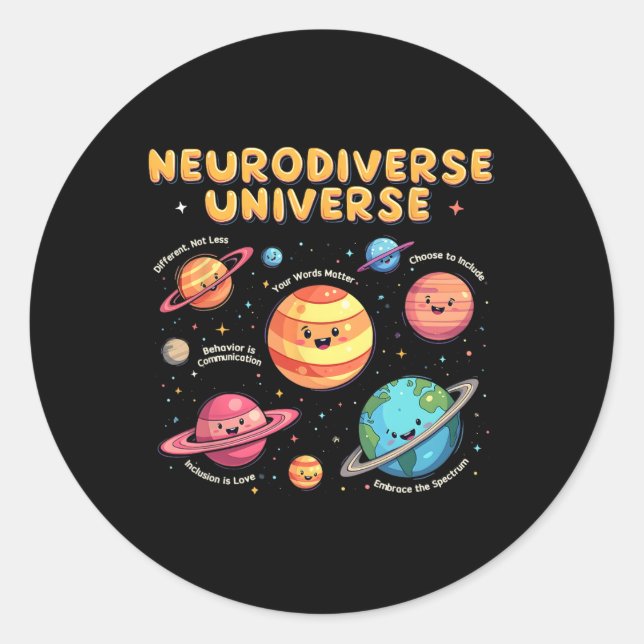 Neurodiverser Universum Special Bildung Autismus A Runder Aufkleber (Vorderseite)