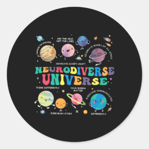 Neurodiverser Universum Weltraumplanet Autistische Runder Aufkleber