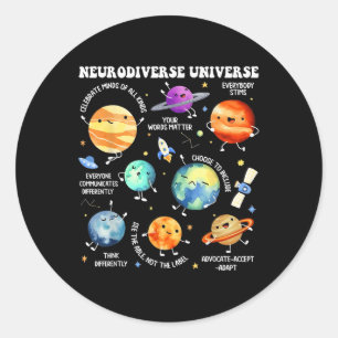 Neurodiverses Universum Autismus Neurovielfalt Awa Runder Aufkleber