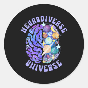 Neurodiverses Universum Neurovielfalt Gehirn und A Runder Aufkleber