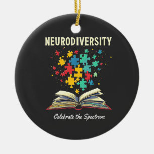 Neurodiversität Feiern Sie das Spectrum-Buch Autis Keramik Ornament