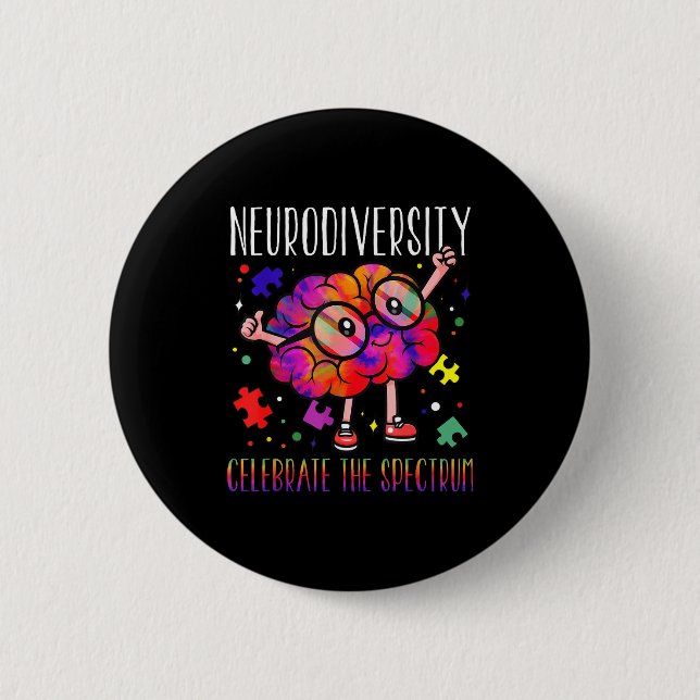 Neurodiversität Gehirn ASD ADHD Autismus-Bewusstse Button (Vorderseite)