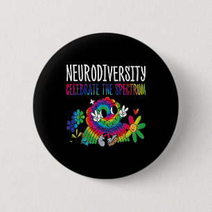 Neurodiversität Gehirn Autismus-Bewusstsein Asd Ad Button