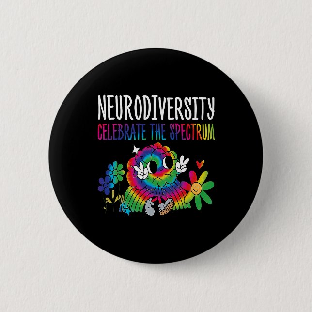 Neurodiversität Gehirn Autismus-Bewusstsein Asd Ad Button (Vorderseite)