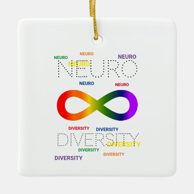 Neurodiversity dots square ceramic ornament (Vorderseite)