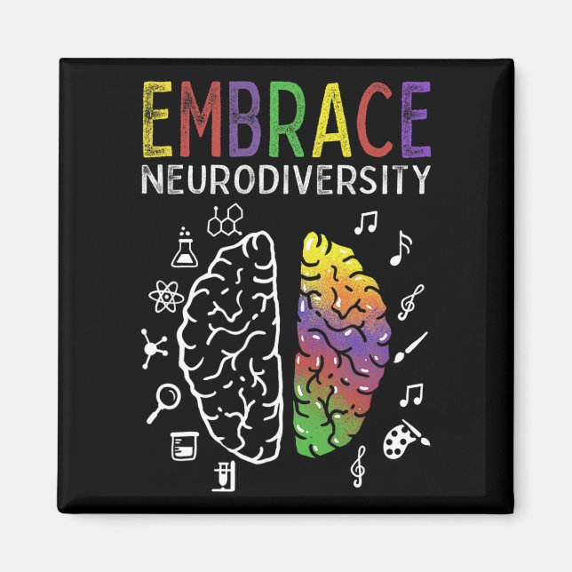Neurodiversity Embrace Adhd Autismus Asd Hirn Magnet (Vorne)