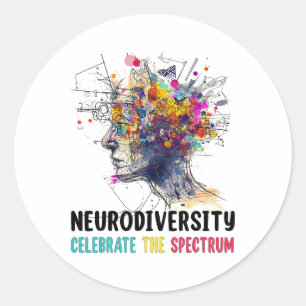 Neurodiversity Hirn Autismus Bewusstsein für Adhor Runder Aufkleber