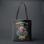 Neurodiversity Is My Jam Tasche<br><div class="desc">A vibrant illustration of a cool DJ brain wearing rainbow headphones and mixing vinyl,  celebrating neurodiversity,  creativity,  and the unique rhythm of different minds.</div>