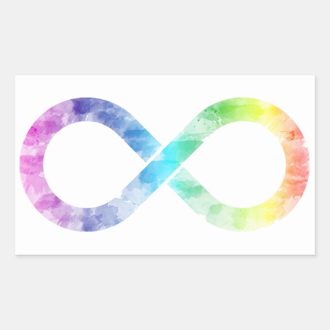 Neurodiversity-Regenbogen Wasserfarbe Unendliche A Rechteckiger Aufkleber (Vorderseite)