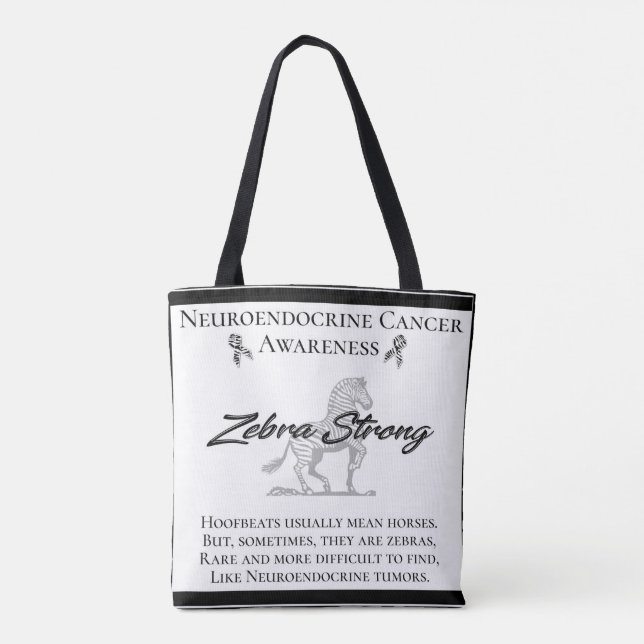 Neuroendokriner Krebs Bewusstsein Zebra stark Tasche (Rückseite)