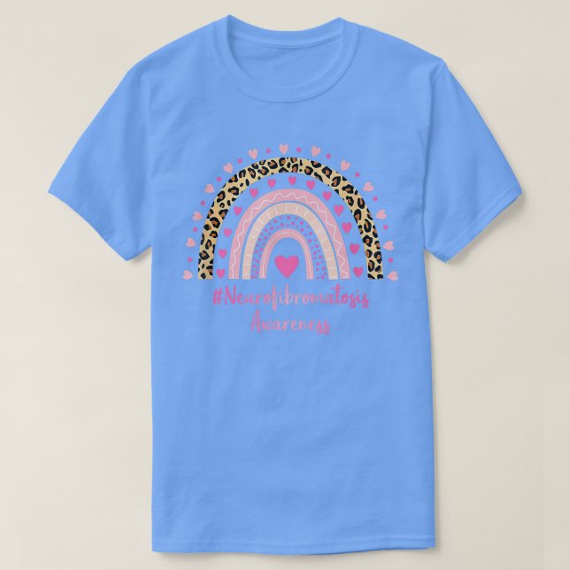Neurofibromatose Awareness Pink Heftleopard Rai T-Shirt (Design vorne)