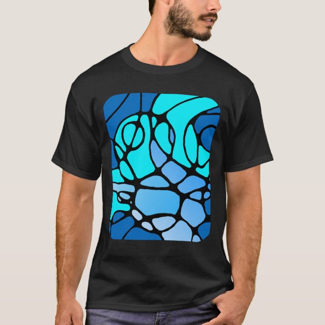 Neurografik blau modernes abstraktes Design T-Shirt (Vorderseite)
