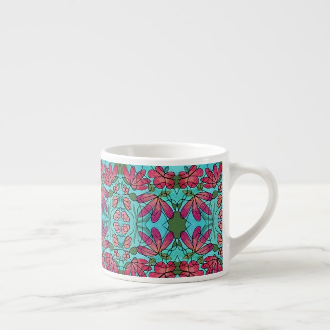 NEUROGRAFISCHE FRÜHSTÜCKSBLUMEN WASSERFARBEN ESPRESSOTASSE (Rechts)