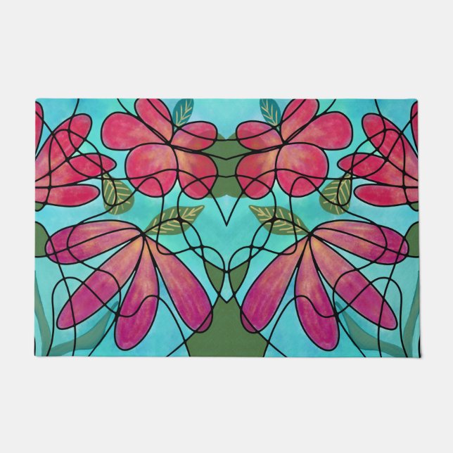NEUROGRAFISCHE FRÜHSTÜCKSBLUMEN WASSERFARBEN FUßMATTE (Vorderseite)
