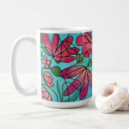 NEUROGRAFISCHE FRÜHSTÜCKSBLUMEN WASSERFARBEN KAFFEETASSE