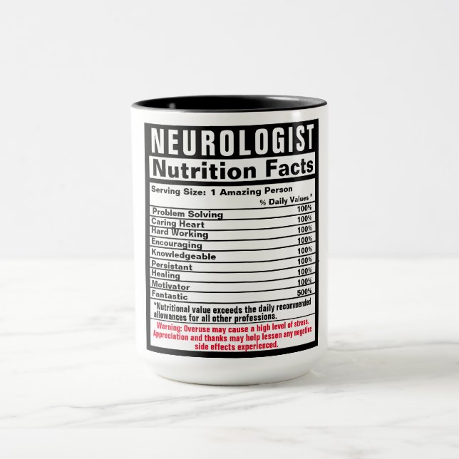 Neurologe Doctor Funny Nutrional Facts Tasse (Zentrum)