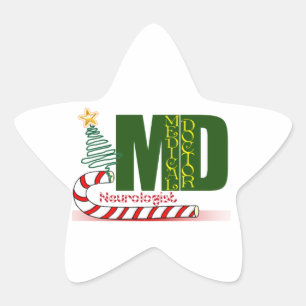 NEUROLOGIST MERRY CHRISTMAS NEUROLOGY Stern-Aufkleber