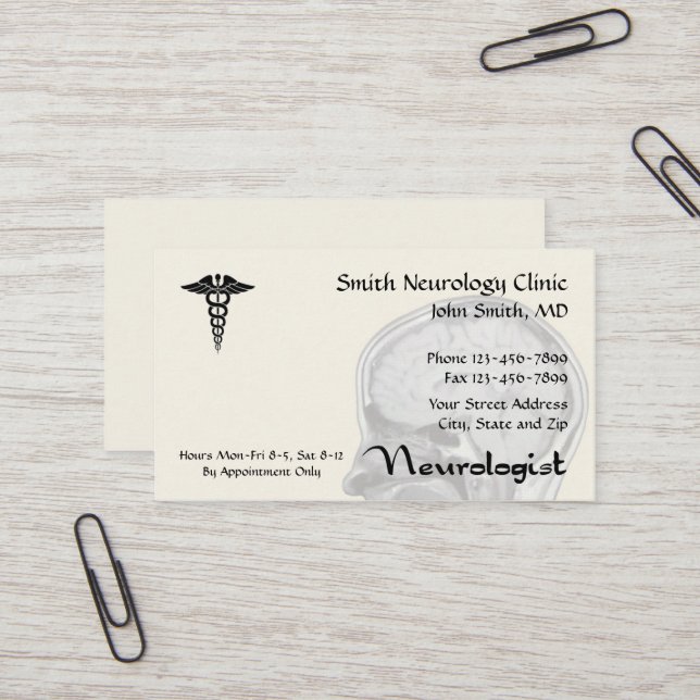 Neurologue Carte de visite en neurologie (Devant/Arrière en situation)