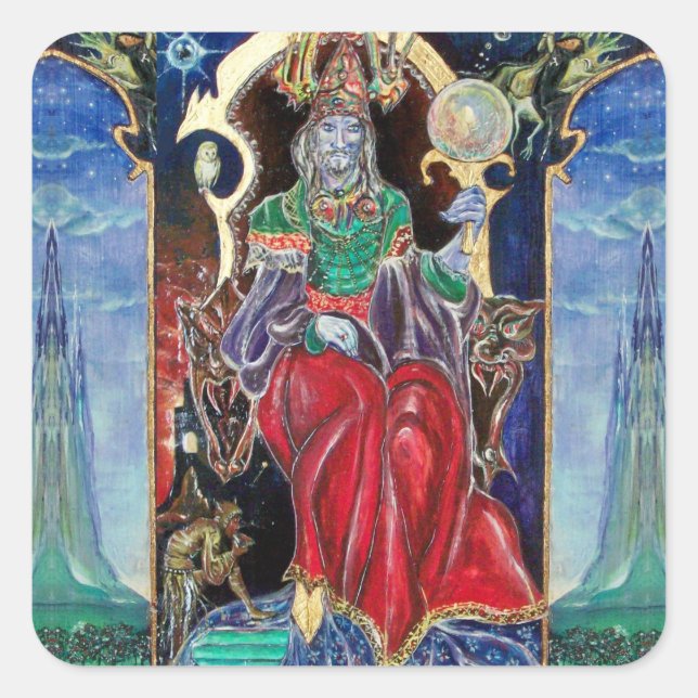 NEUROMANCER, blue red Quadratischer Aufkleber (Vorderseite)