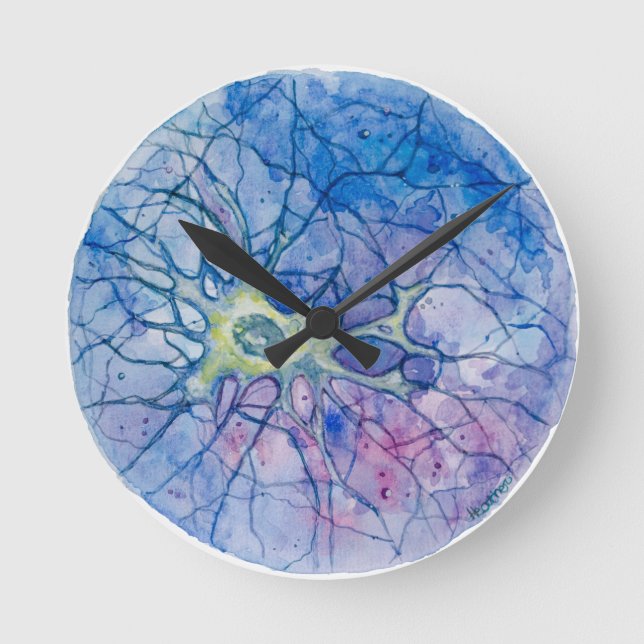 Neuron-Wasserfarbe Runde Wanduhr (Vorderseite)