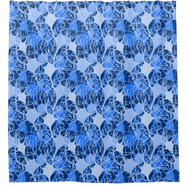 Neuronales Netzwerk Blaue Neuronen Duschvorhang (Vorderseite)