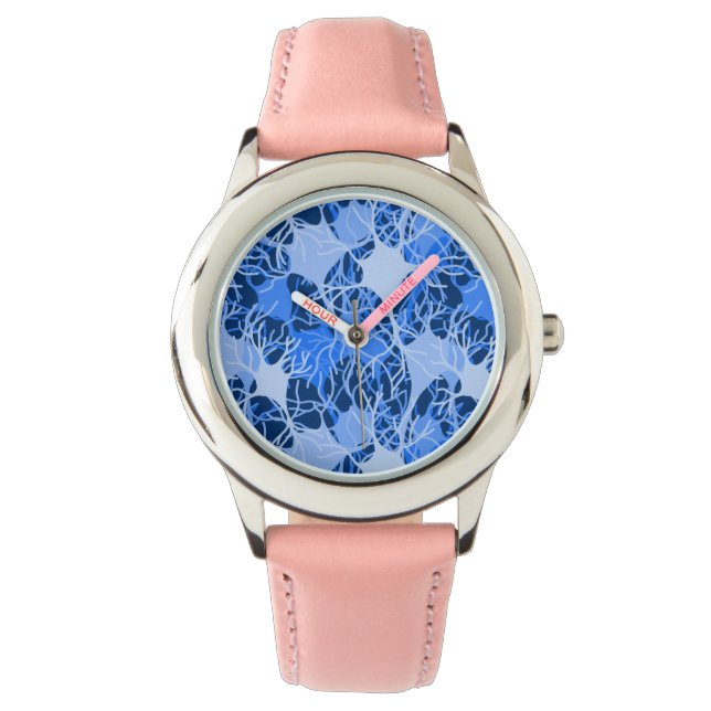 Neuronales Netzwerk Blaue Neuronen eWatch Armbanduhr (Vorderseite)