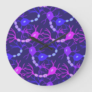 Neuronen-Neon-Lila Große Wanduhr