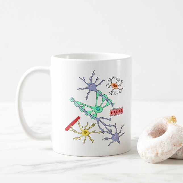 Neuronen und Glias Kaffeetasse (Mit Donut)