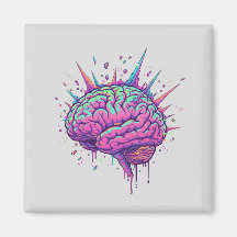 Neurospicy Pink Neon Gehirn Künstlerischer Magnet