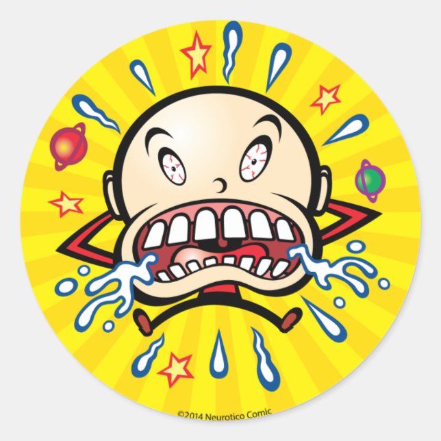 Neurotico Heulsusen-Cartoon-Logo-Aufkleber zwei Runder Aufkleber (Vorderseite)