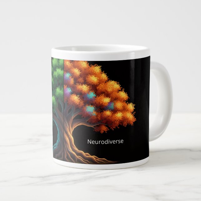 Neurotypisch vs. Neurodivers Jumbo-Tasse (Vorderseite Rechts)