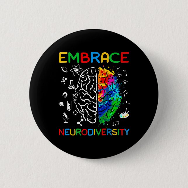 Neuroversity Shirt Embrase ADHD Autismus Bewusstse Button (Vorderseite)