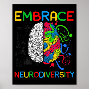 Neuroversity Shirt Embrase ADHD Autismus Bewusstse Poster
