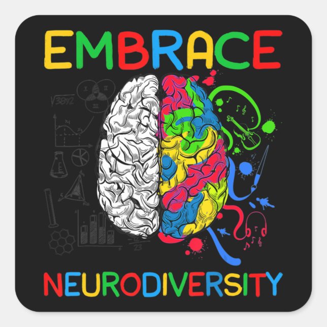 Neuroversity Shirt Embrase ADHD Autismus Bewusstse Quadratischer Aufkleber (Vorderseite)
