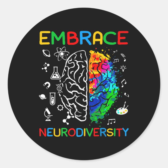 Neuroversity Shirt Embrase ADHD Autismus Bewusstse Runder Aufkleber (Vorderseite)