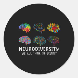 Neurovielfalt, die wir alle anders denken, Gehirn Runder Aufkleber