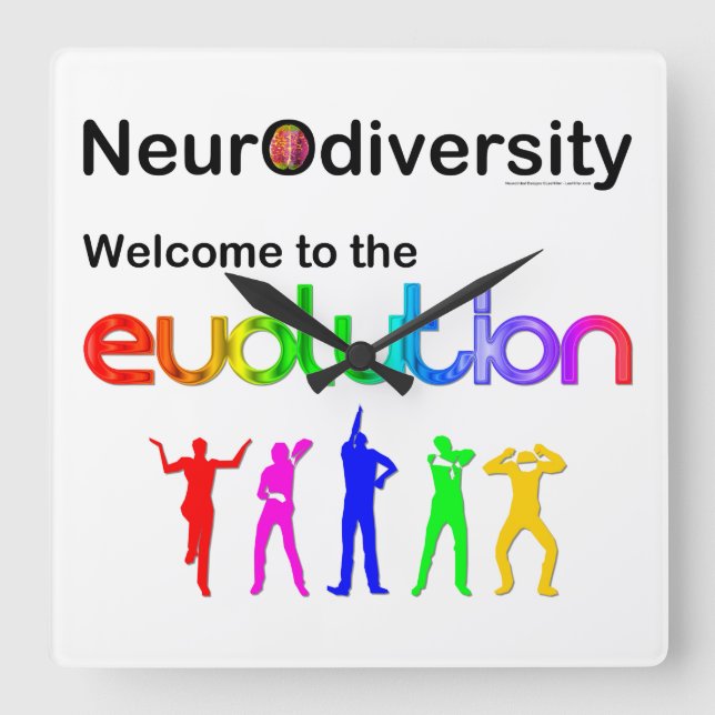 Neurovielfalt Willkommen in der Evolution Quadratische Wanduhr (Vorderseite)