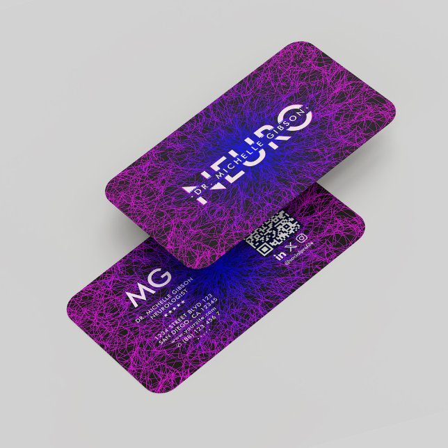 Neurowissenschaftler Psychologe Visitenkarte (Modern Neurologist Neuroscientist Psychologist Purple Neuron Business Card
)