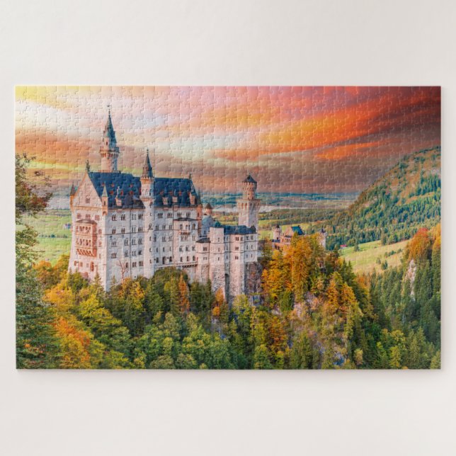 Neuschwainstein Sonnenuntergang in Deutschland, Ba (Horizontal)