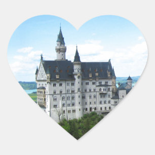 Neuschwanstein-Panorama Herz-Aufkleber