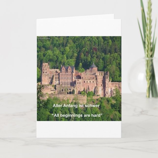 Neuschwanstein Schloss Frankfurt & Deutsches Zitat Karte (Vorderseite)