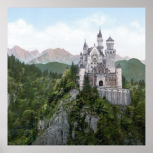 Neuschwanstein-Schloss-Lithographie Poster